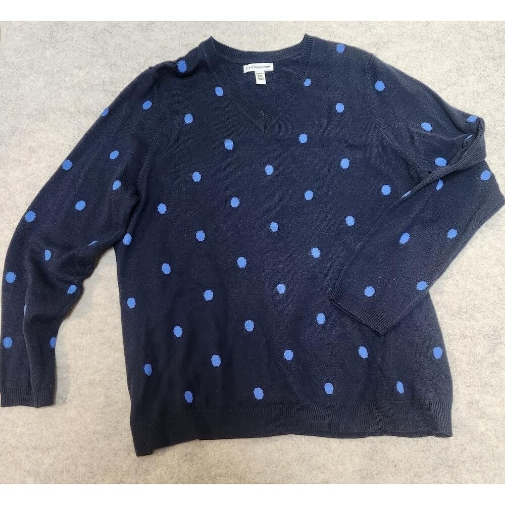 Croft & Barrow Women's Vintage Navy Pokadot Sweater Size P-XL